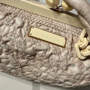 Louis Vuitton Pink Beige Quilted Monogram Hobo Bag
